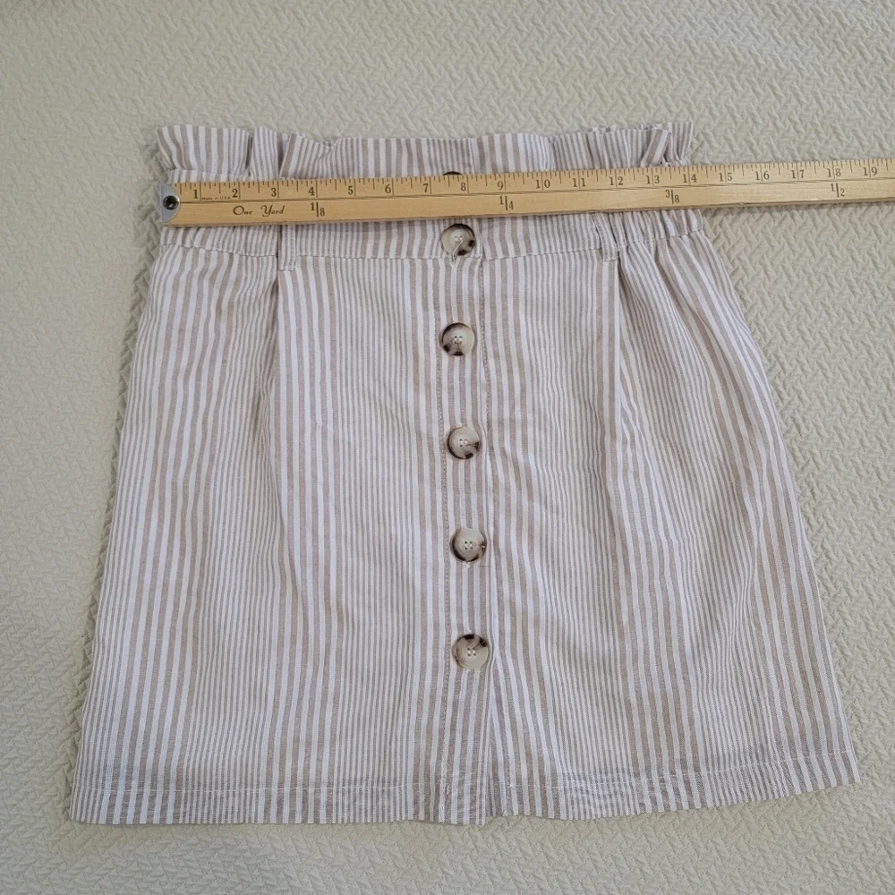 Favlux Stripes Cotton blend Paper bag Waist Skirt Size Large Button Front